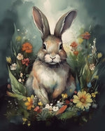 Rabbit and Flowers Diamond Painting