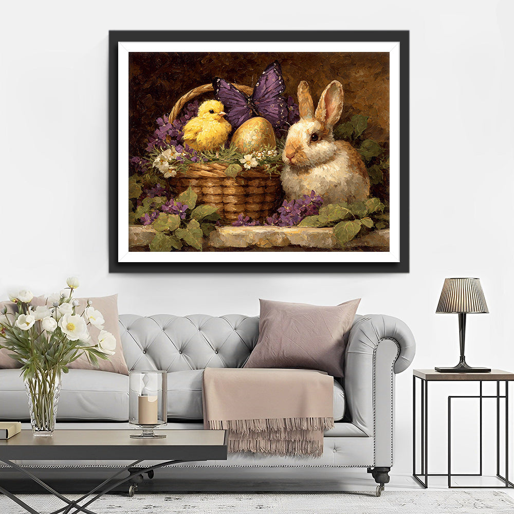 Rabbit, Butterfly and Chick Diamond Painting