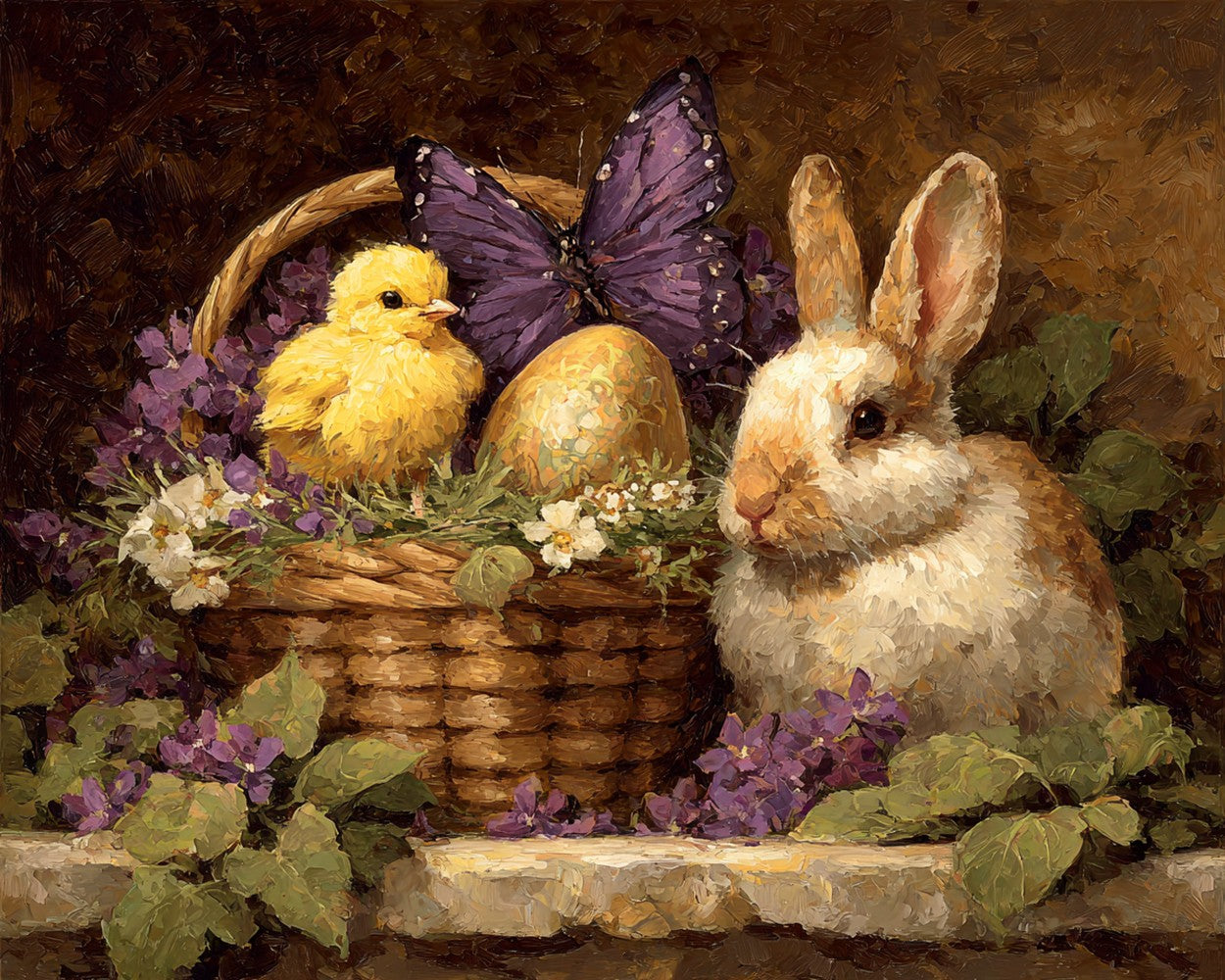 Rabbit, Butterfly and Chick Diamond Painting
