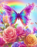 Rainbow Butterfly Roses Diamond Painting