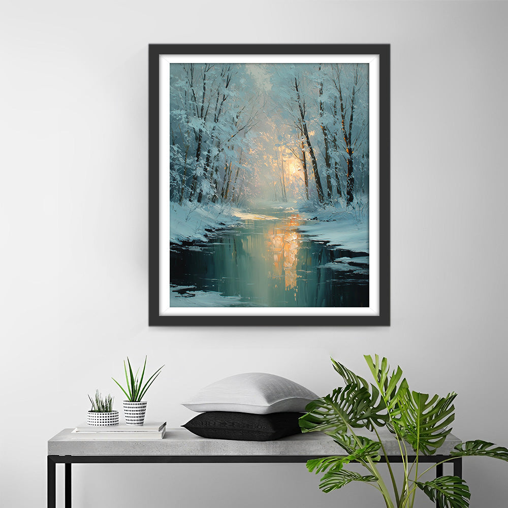 River in the Snow Forest Diamond Painting