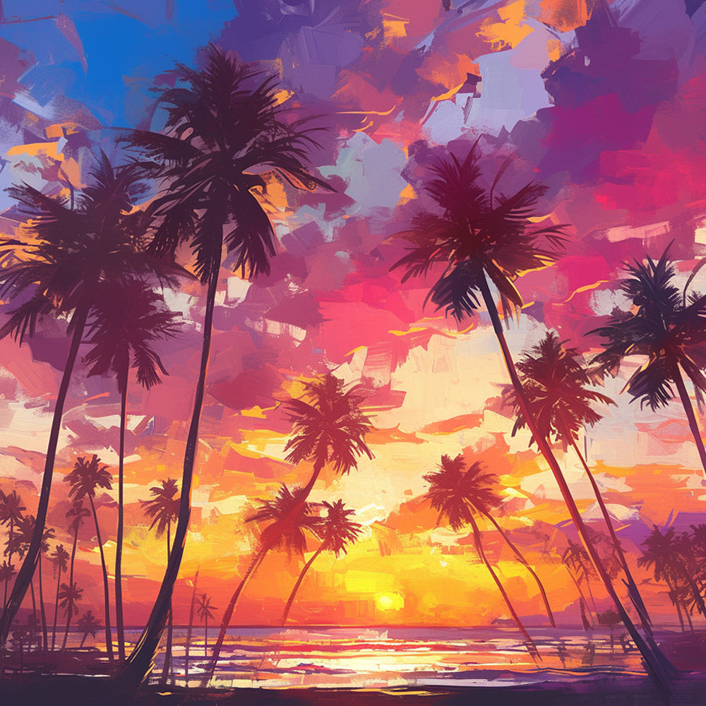 Sea Sunset Coconut Trees Diamond Painting