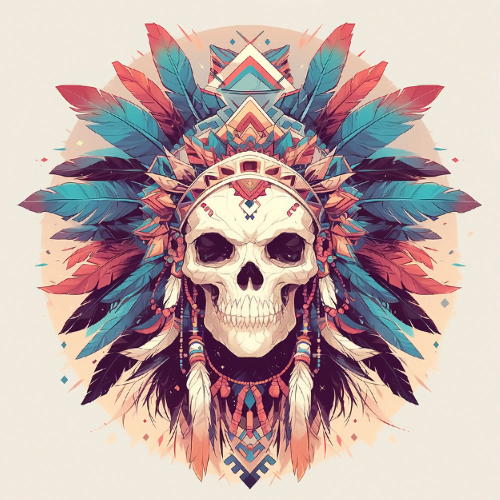 Skull with Feathers Diamond Painting