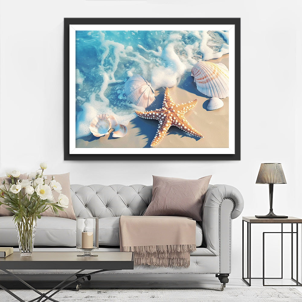 Starfish and Shells on the Beach Diamond Painting