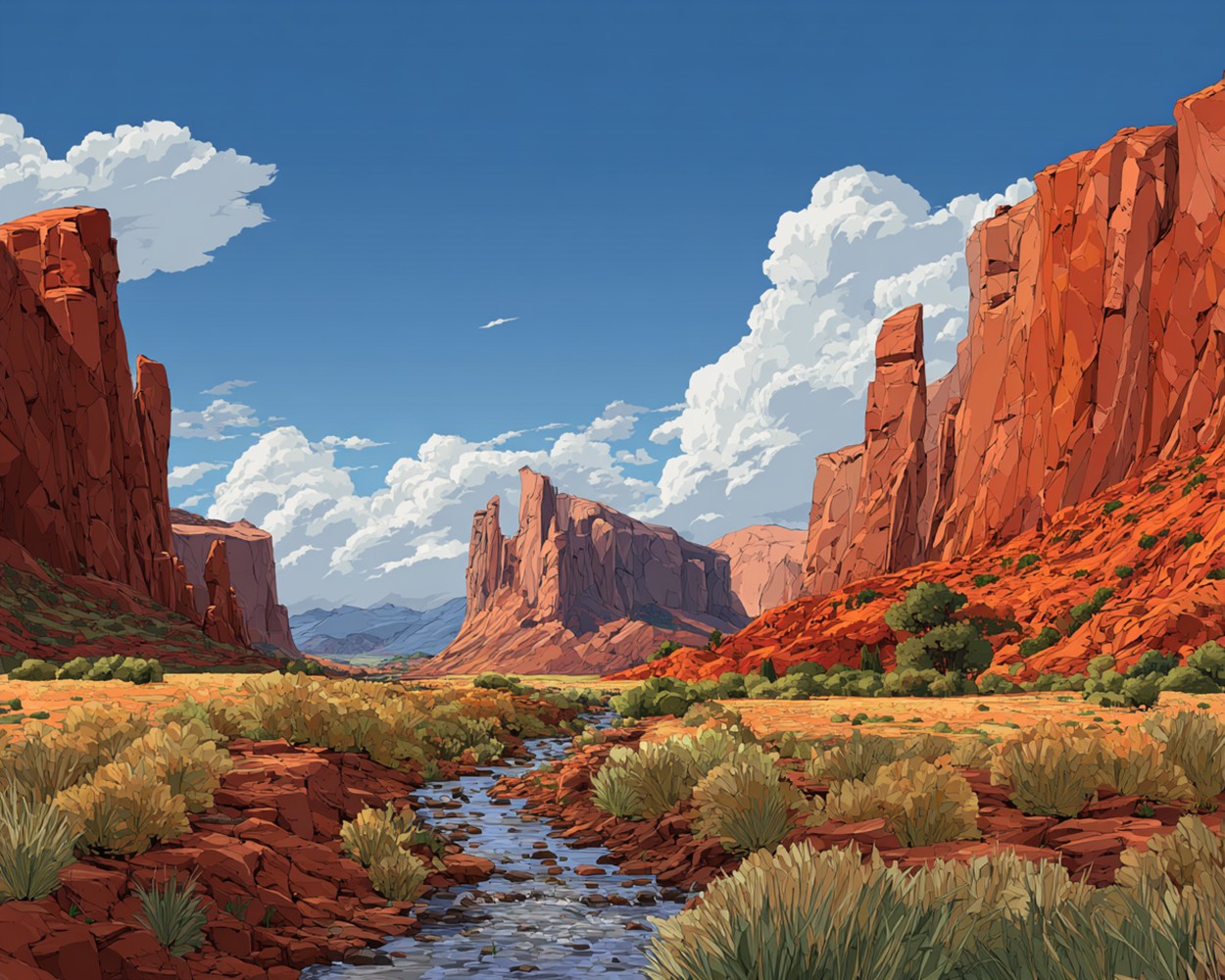 Stream in the Red Canyon Diamond Painting