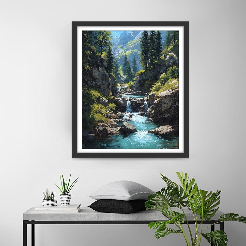 Summer Mountain Stream Diamond Painting