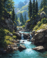 Summer Mountain Stream Diamond Painting