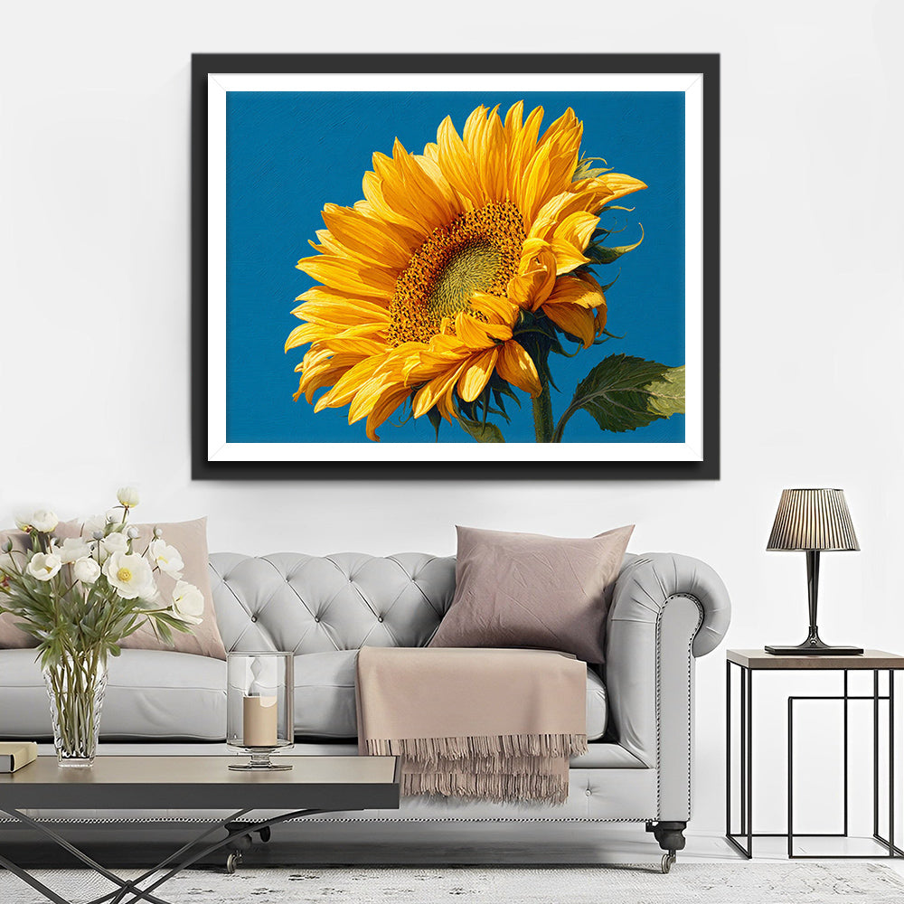 Sunflower on Blue Background Diamond Painting