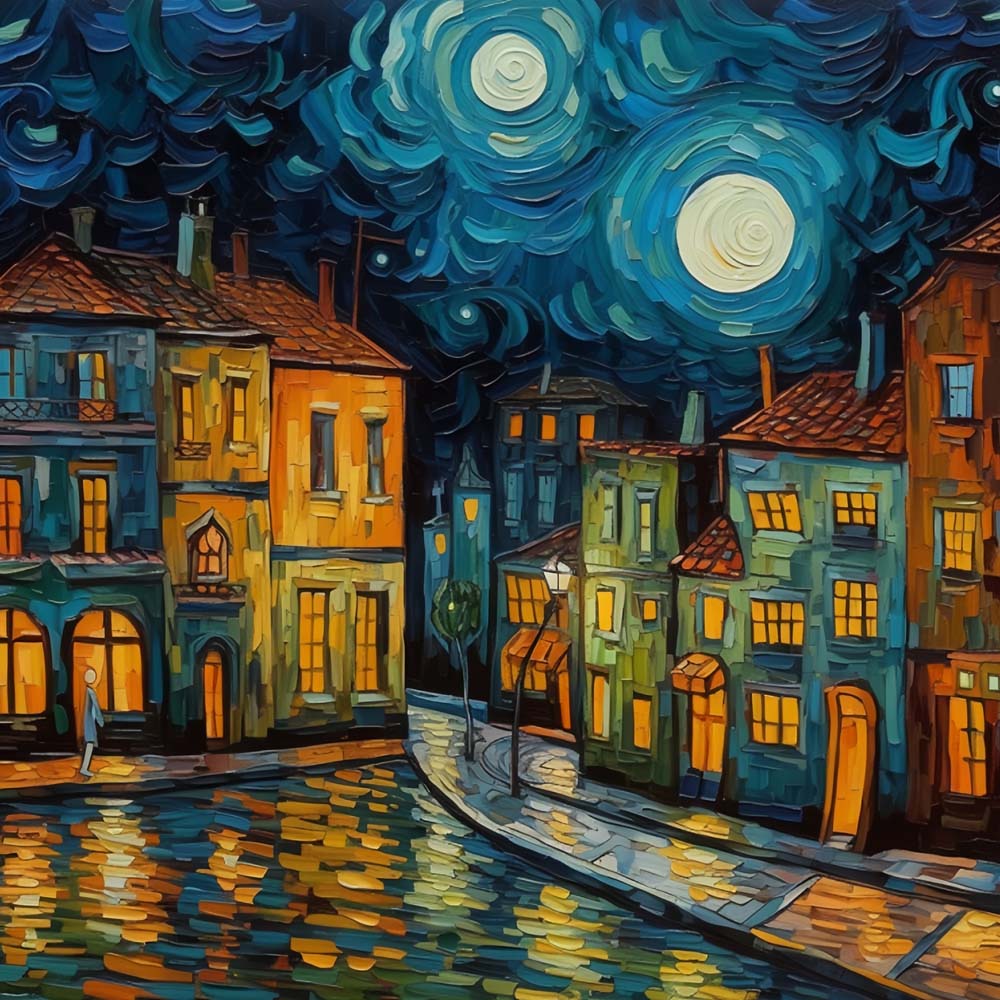 Town under the Starry Night Diamond Painting