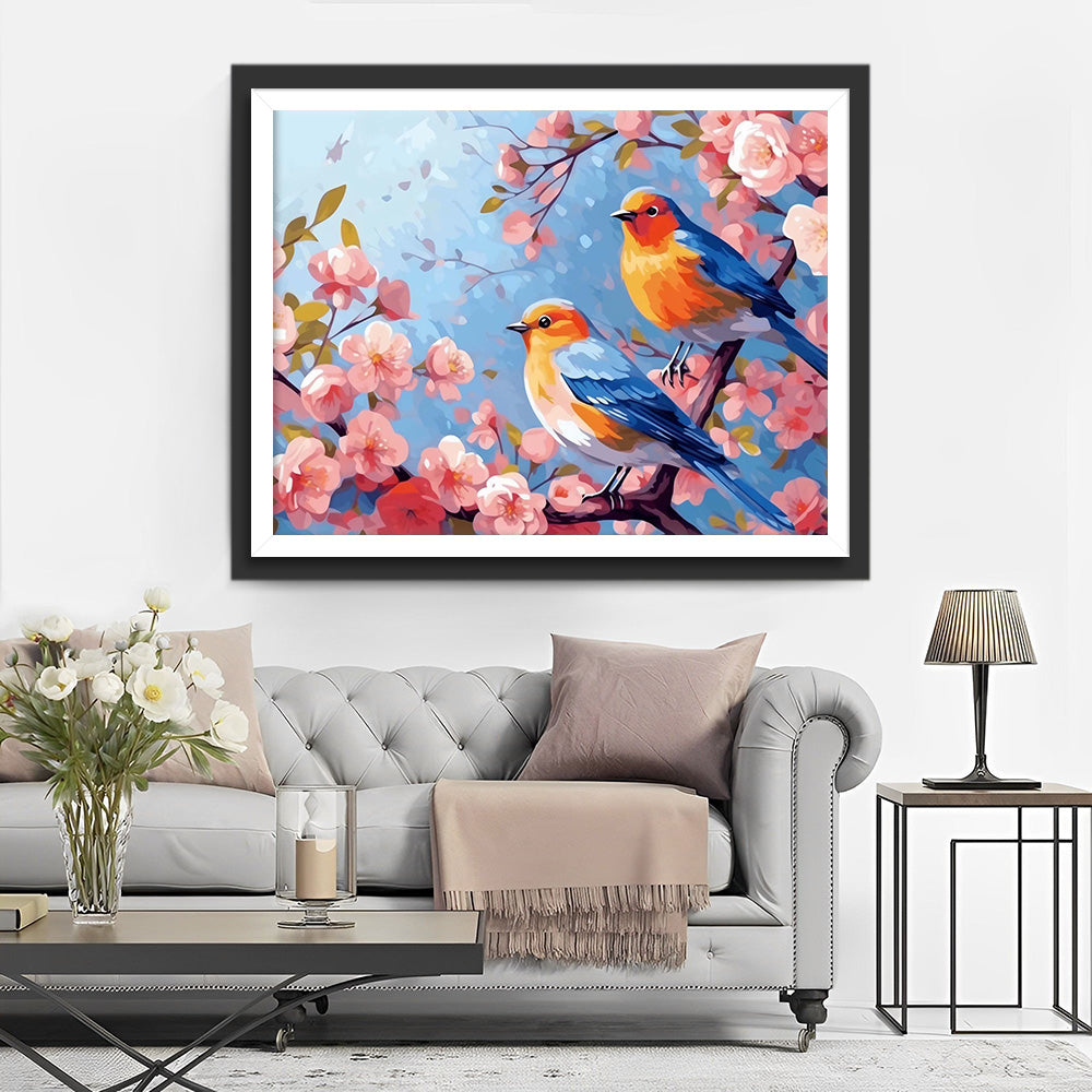 Two Birds on a Flower Tree Diamond Painting