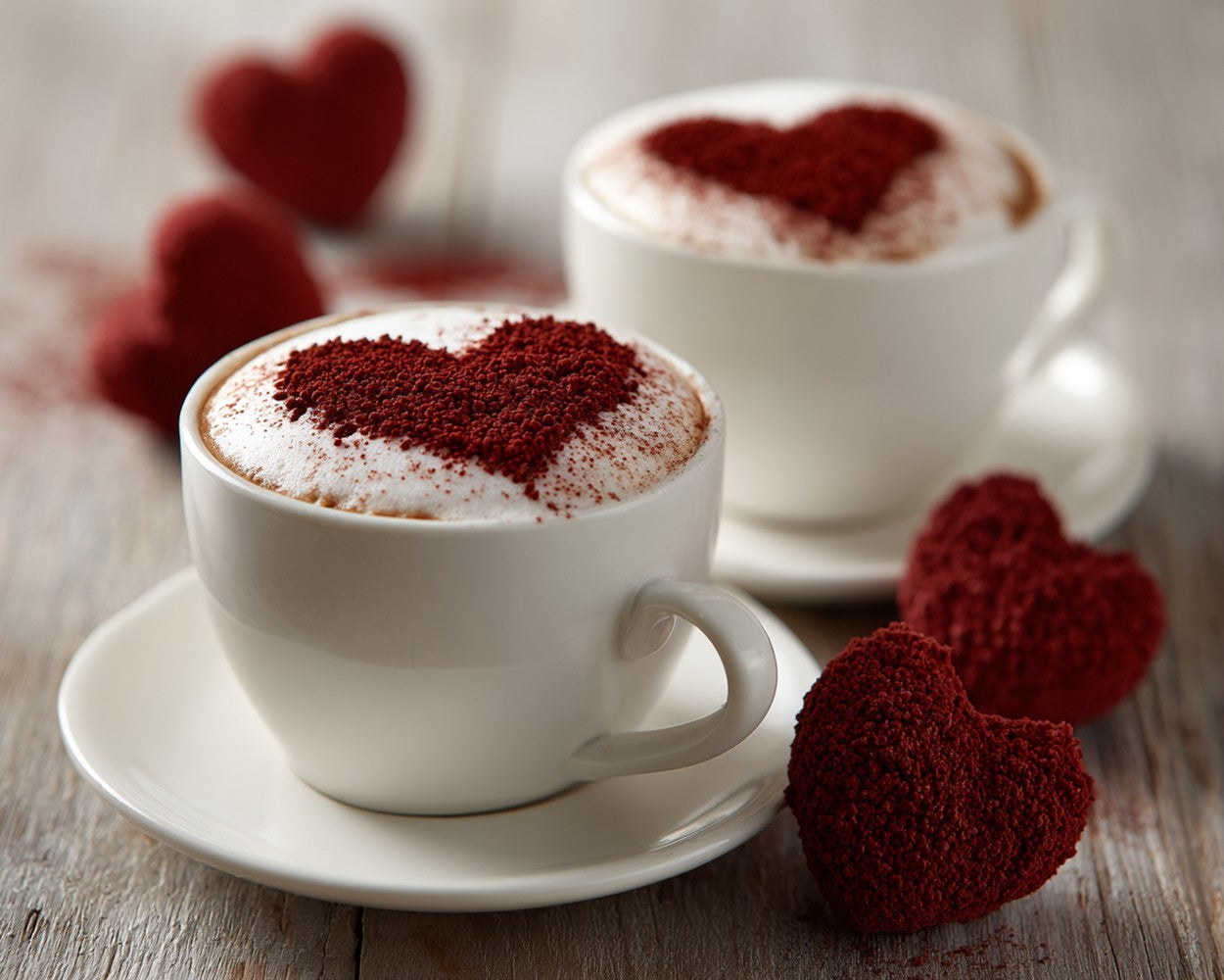 Two Cups of Coffee Decorated with Heart-Shaped Patterns Diamond Painting