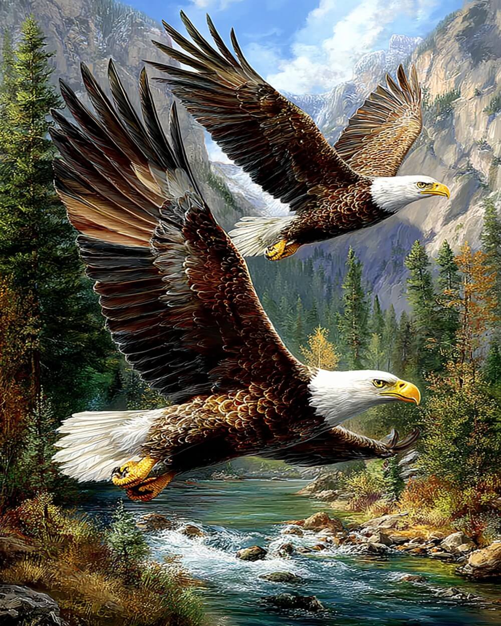 Two Eagles Flying in the Canyon Diamond Painting
