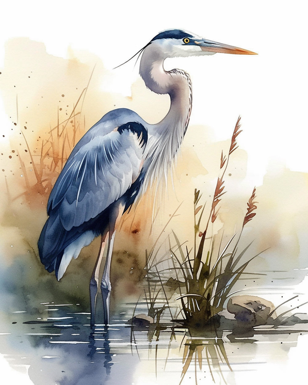 Watercolor Heron Diamond Painting