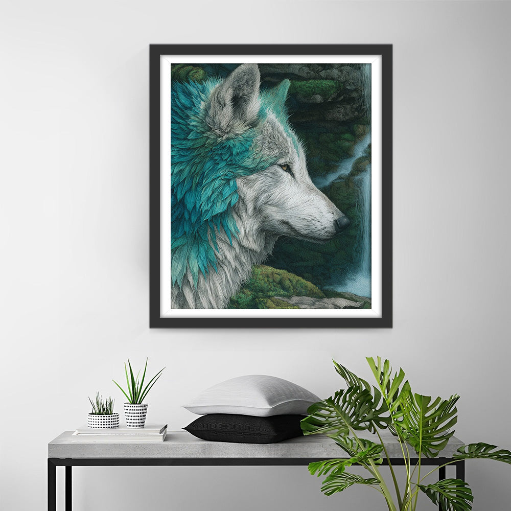 Waterfall and Wolf Diamond Painting