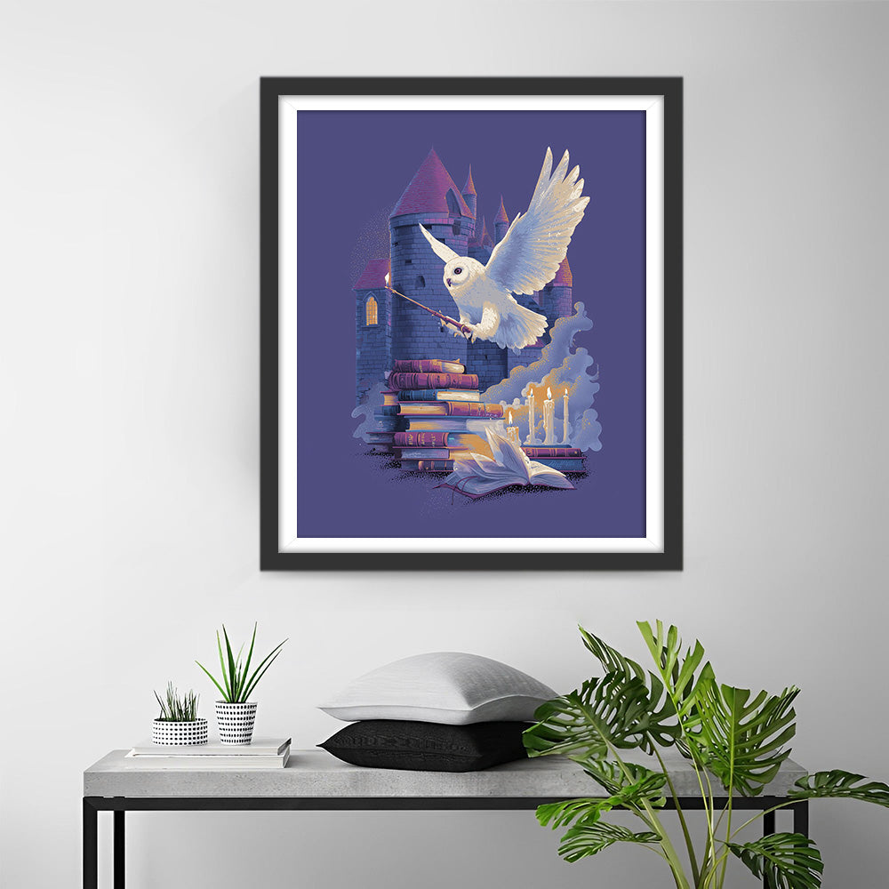 White Owl, Magic Books, and a Castle Diamond Painting