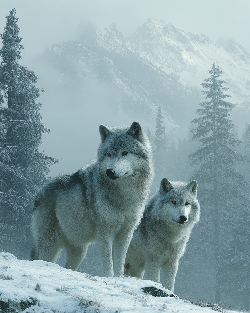 Wolves on the Snow Mountain Diamond Painting